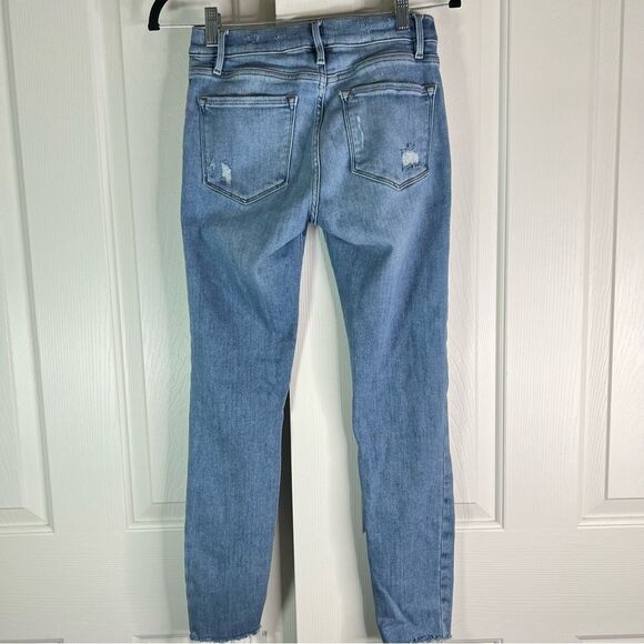 Frame Le Skinny de Jeanne Crop Jean raw hem ripped distressed jeans - Picture 3 of 12